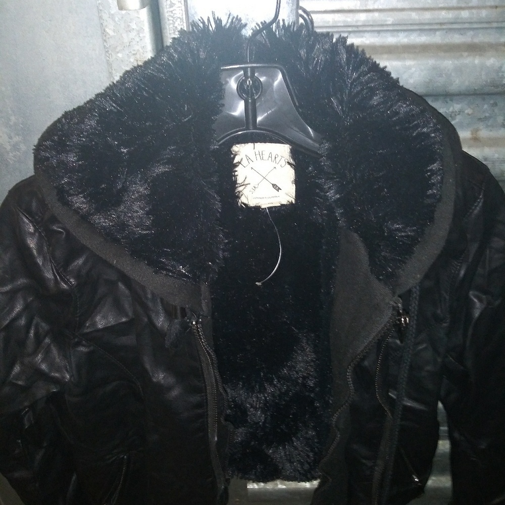 Black leather coat
